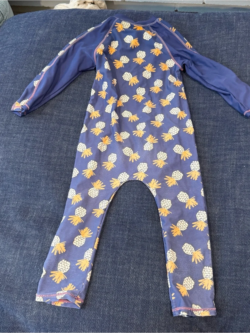 Navy Blue Pineapple Swimzip Full Body Swimsuit Long Sleeve Pants 3T/4T UPF 50
